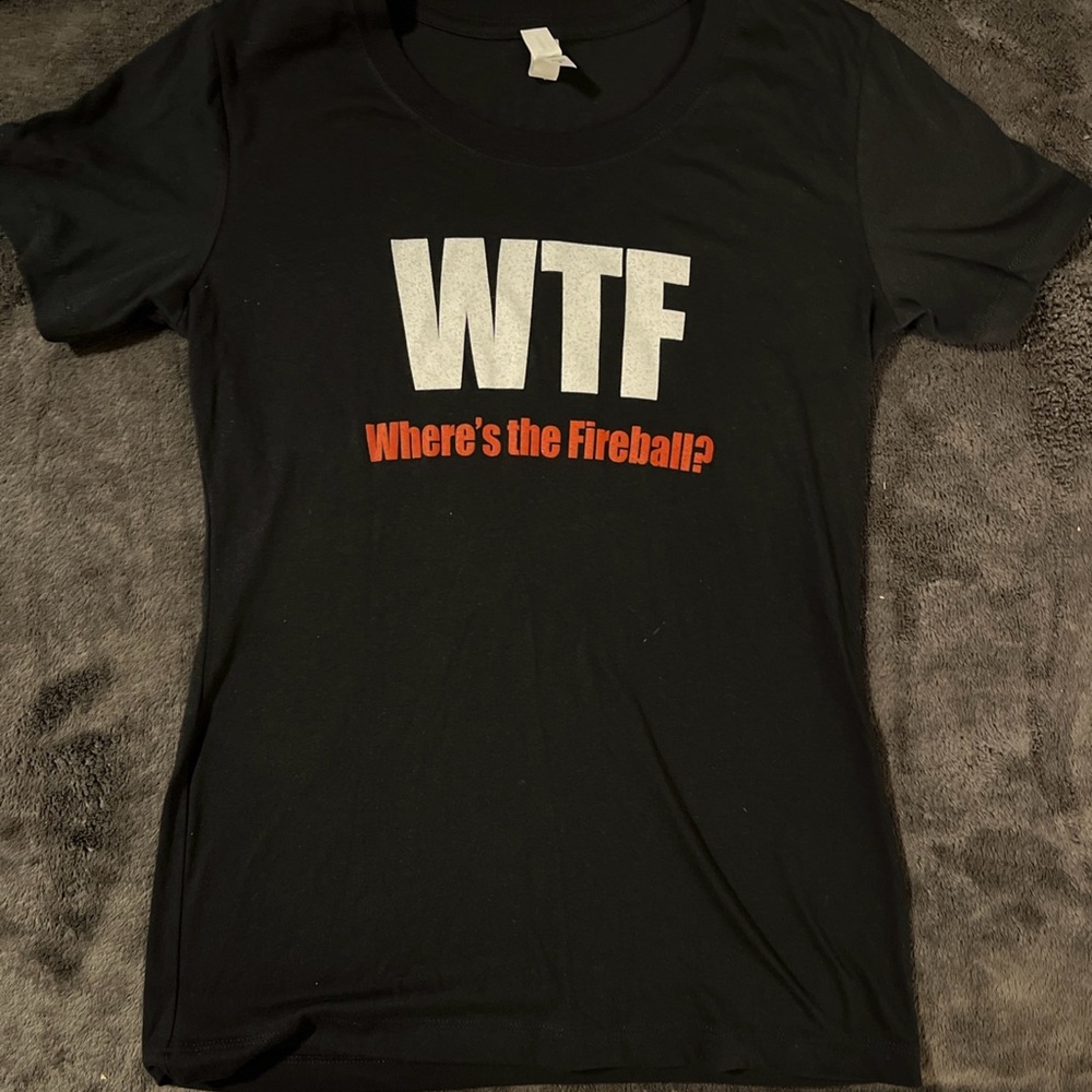 Fireball WTF where’s the fireball? Black Graphic T-Shirt with Bold Print